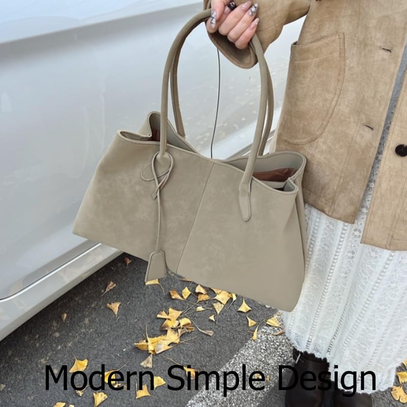 Faux Suede Retro Slouchy Shoulder Bag for Women, Stylish Large Capacity Underarm Bag, Casual Patchwork Hobo Handbag2