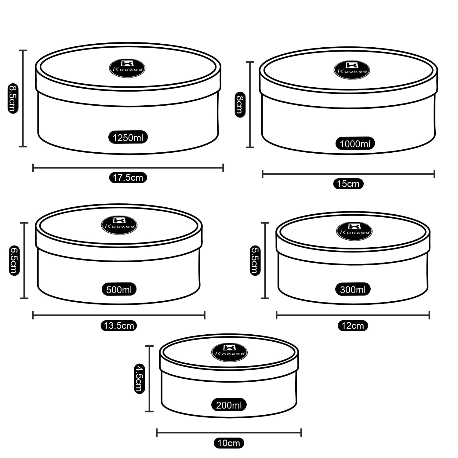 Kookee Plastic Airtight Food Storage Container with Lid for Kitchen, Set of 4, Used for storing all Foods, Fruits, Snacks, Salad, Dryfruits - Round (10692) 4