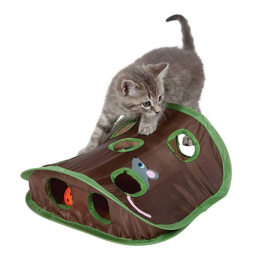 Pet Play Tent, Sacow Cat Mice Game Intelligence Toy Tent with 9 Hole Cat Playing Tunnel