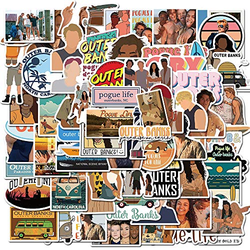 Sticker Junkies Outer Banks Stickers - 100Pcs Vinyl Waterproof Decals for Laptop, Water Bottle, Bike, Car, Motorcycle, Bumper, Luggage, Skateboard, Graffiti, TV Show Fans
