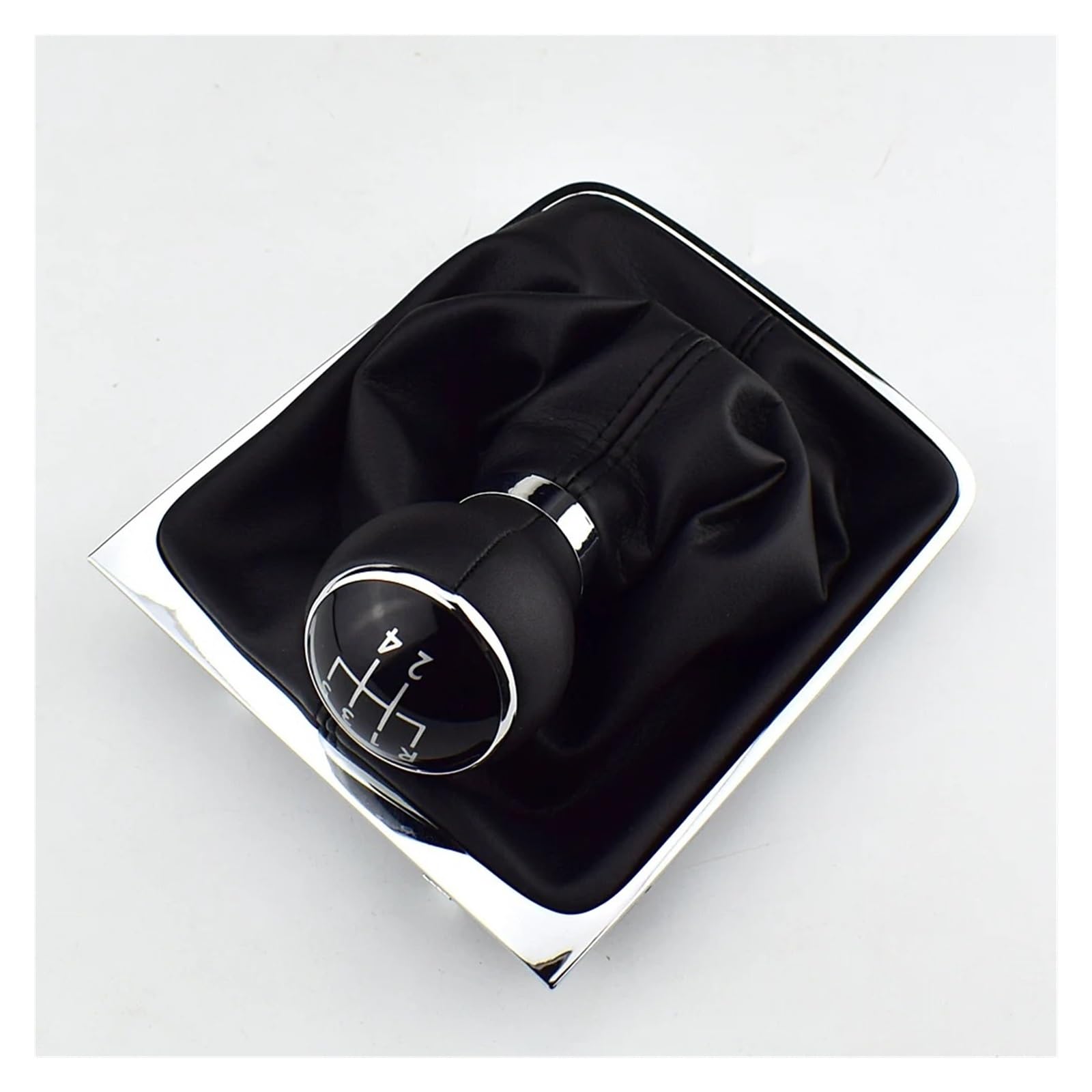 SAUANMNKTP Gearshift Knob for VW for Passat B6 5 6 Speed Gear Head Black Shift Knob Boot Gaiter(Leather 5 Speed)