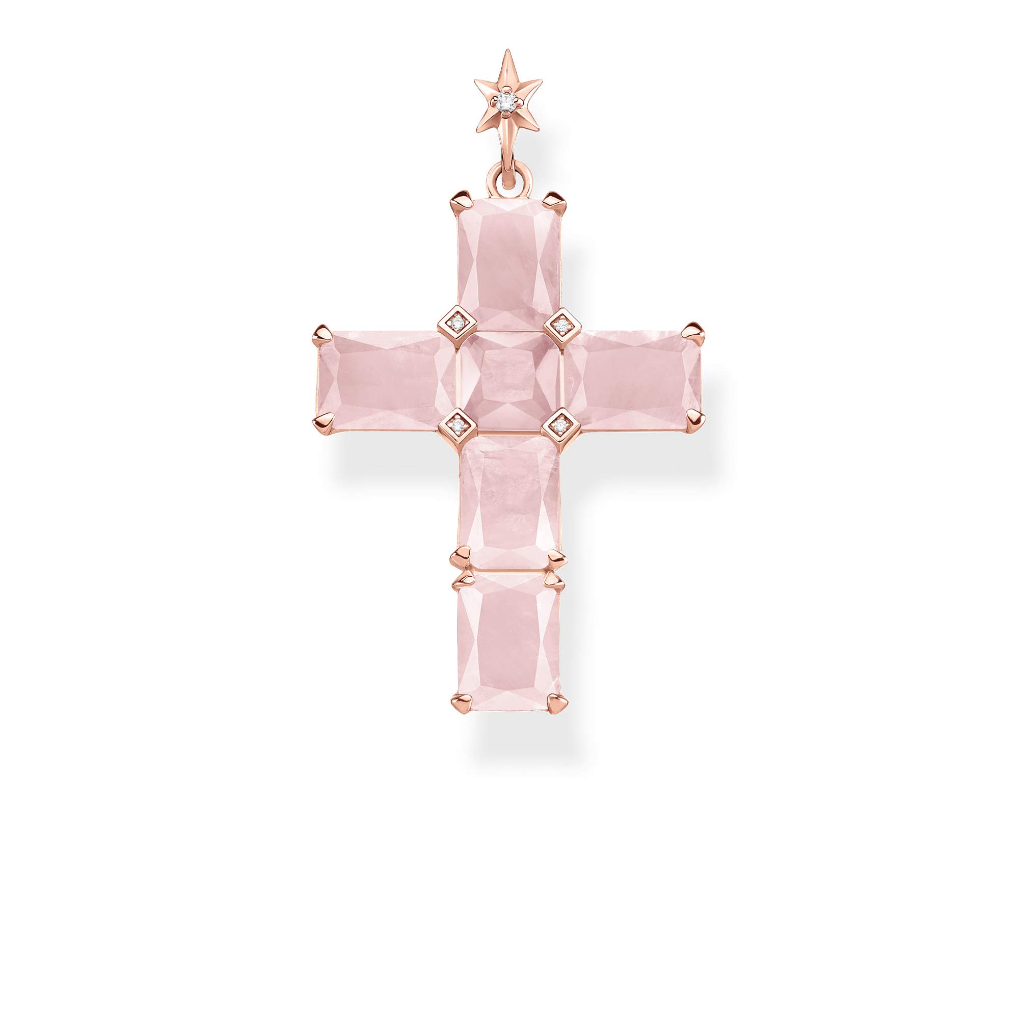 THOMAS SABO Kreuz rosa Steine mit Stern PE890-417-9 Anhänger