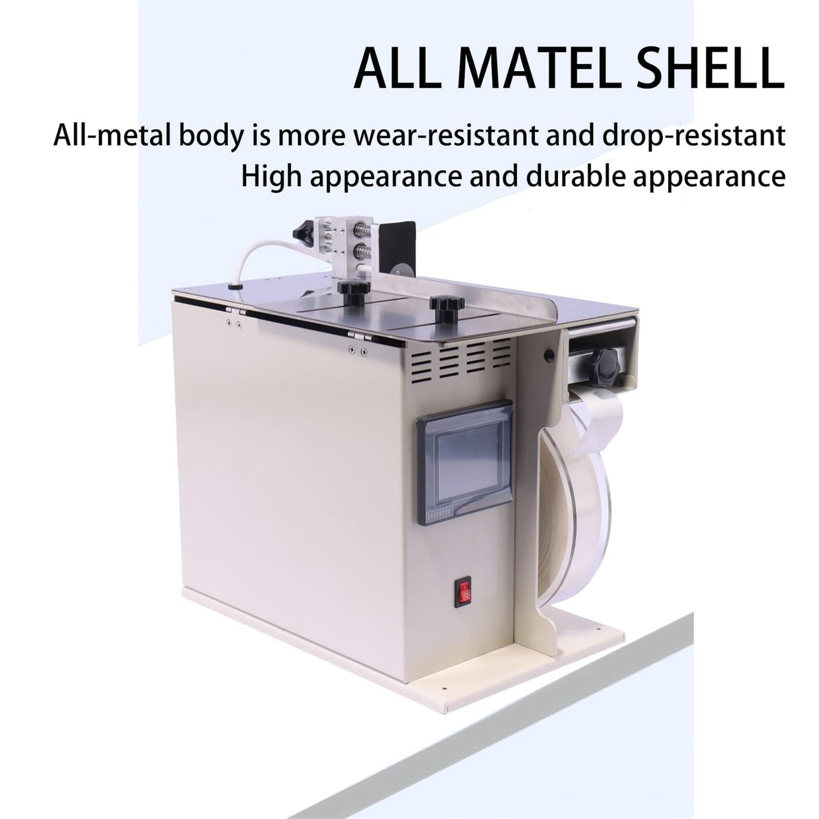Etichettatrice automatica ad angolo a 90° con touch screen, velocità e lunghezza regolabili, etichettatrice 200 mm/min per etichette quadrate, rotonde e trasparenti