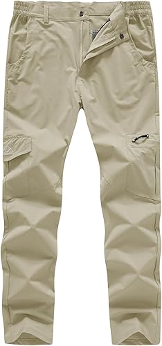 BASUDAM Pantalones cargo de senderismo para hombre, de secado rápido, ligeros, elásticos, resistentes al agua con bolsillos