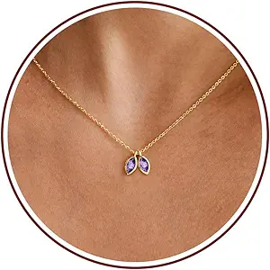 Birthstone Necklace for Women Dainty Gold Necklace with 2 Birthstone Christmas Stocking Stuffers Teen Girl Gifts Trendy Stuff Birthday Gift Moms 2025 Graduation Gift Adjustable Anniversary Jewelry for Daughter Girlfriend Friend