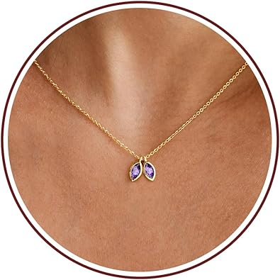 Birthstone Necklace for Women Dainty Gold Necklace with 2 Birthstone Christmas Stocking Stuffers Teen Girl Gifts Trendy Stuff Birthday Gift Moms 2025 Graduation Gift Adjustable Anniversary Jewelry for Daughter Girlfriend Friend