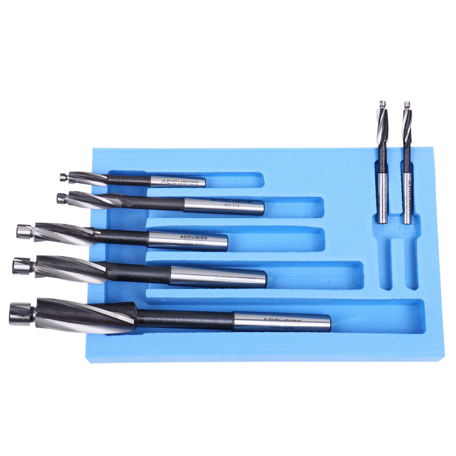 Accusize Industrial Tools H.S.S. Solid Cap Screw Counterbore Set, 3 Flute, Straight Shank, 7 Pc, 508S-0007 — Amazon image 2