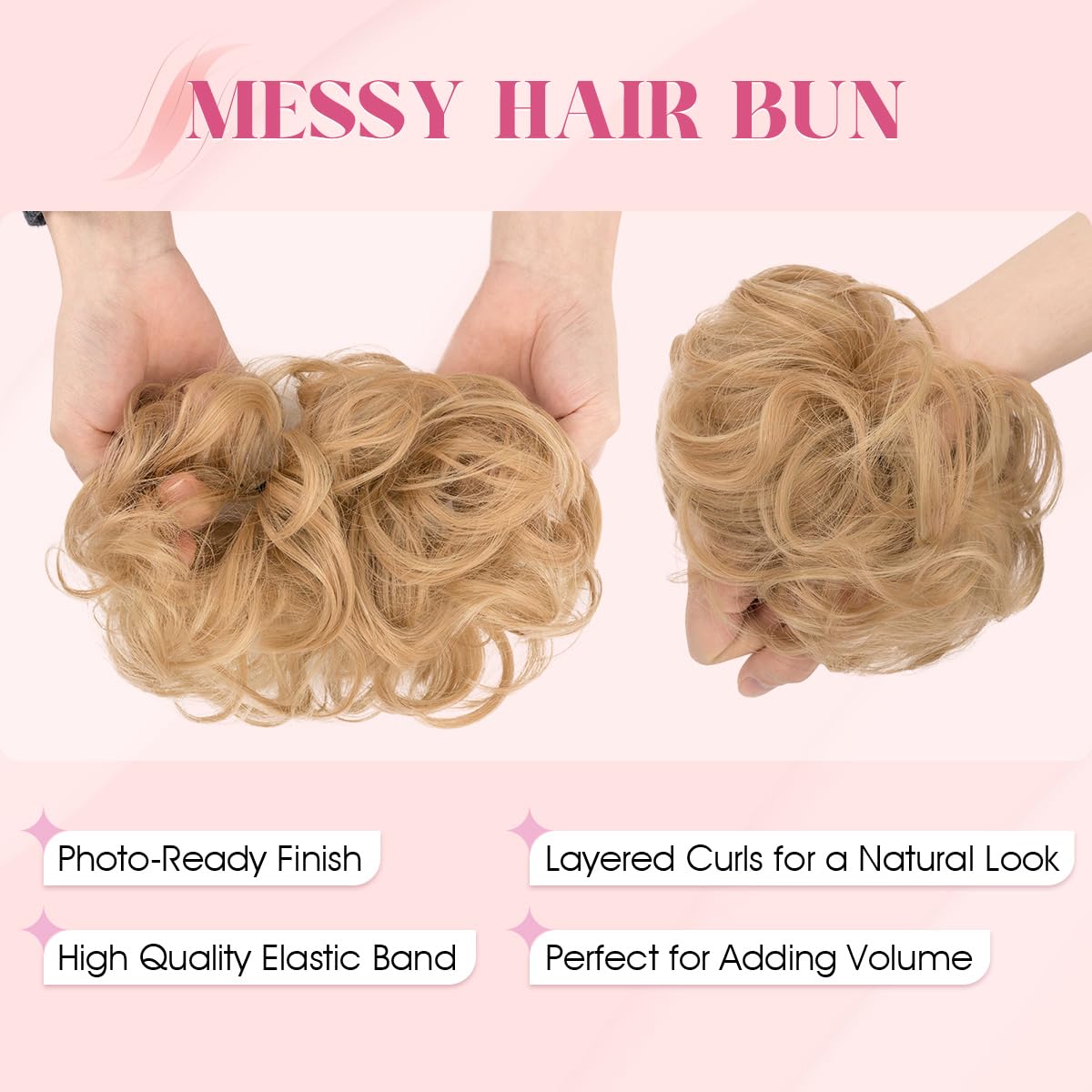 SEGO Pro Faux Messy Hair Bun Scrunchie Hair Piece for Women Synthetic Curly Bun Wig Hairpiece Updo Ponytail Extension - Image 3