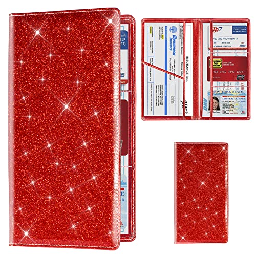 Image of TOURSUIT Car Registration & Insurance Card Holder, Glitter Red