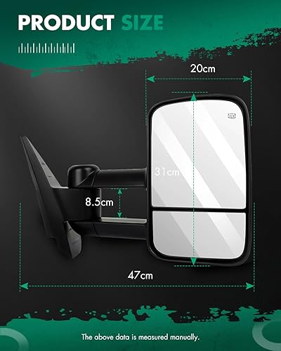 Miniatura 3 de SCITOO Espejos de remolque, espejos de remolque negros para camioneta 2008-13 para Chevy SilveradoSierra 1500 con par LH RH Power Adjusted, sin luz