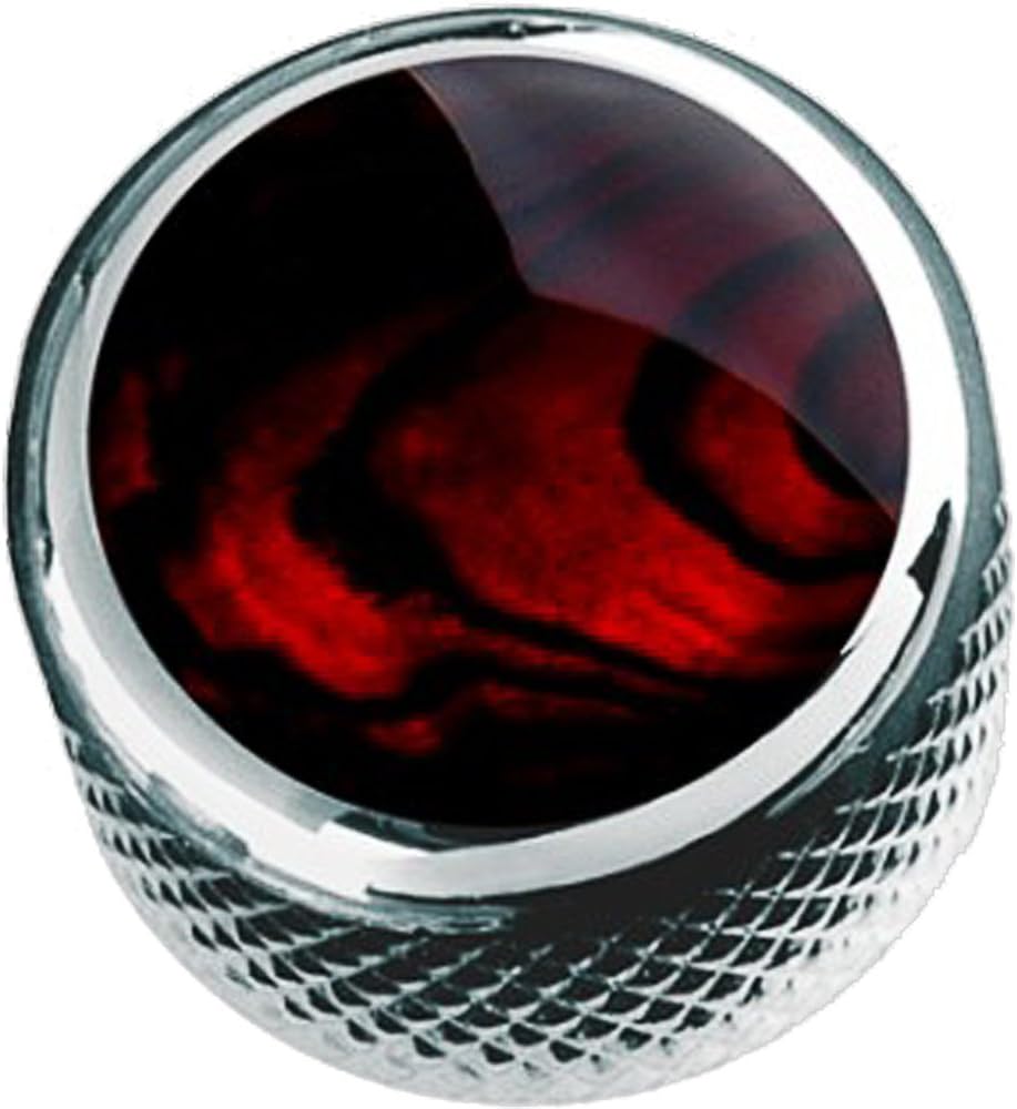 Dome Knob - RED Abalone ON Chrome, KCD-0011