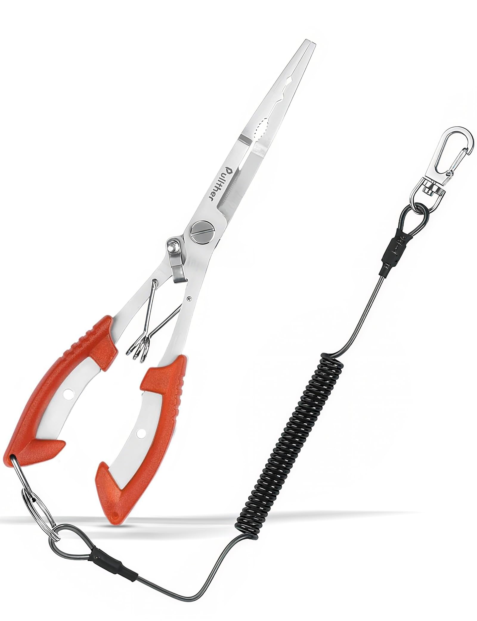 Pullther fishing Stainless Steel Fishing Pliers,Needle Nose Pliers Fishing,Fishing Pliers Hook Remover,Fishing Pliers Kit with Lanyard,Braid Cutter
