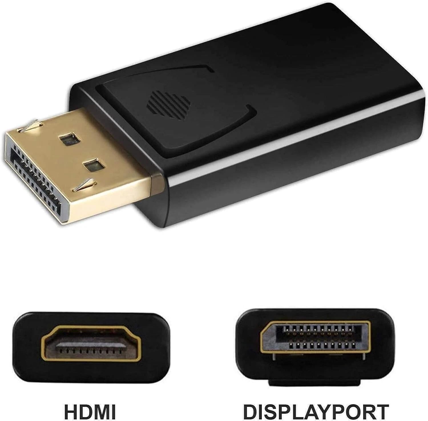 Lot de 2 adaptateurs DisplayPort vers HDMI 4K, port d'affichage unidirectionnel plaqué or, compatible avec HP, HDTV, AMD, NVIDIA, Dell, GPU, projecteur, PC, ordinateur de bureau