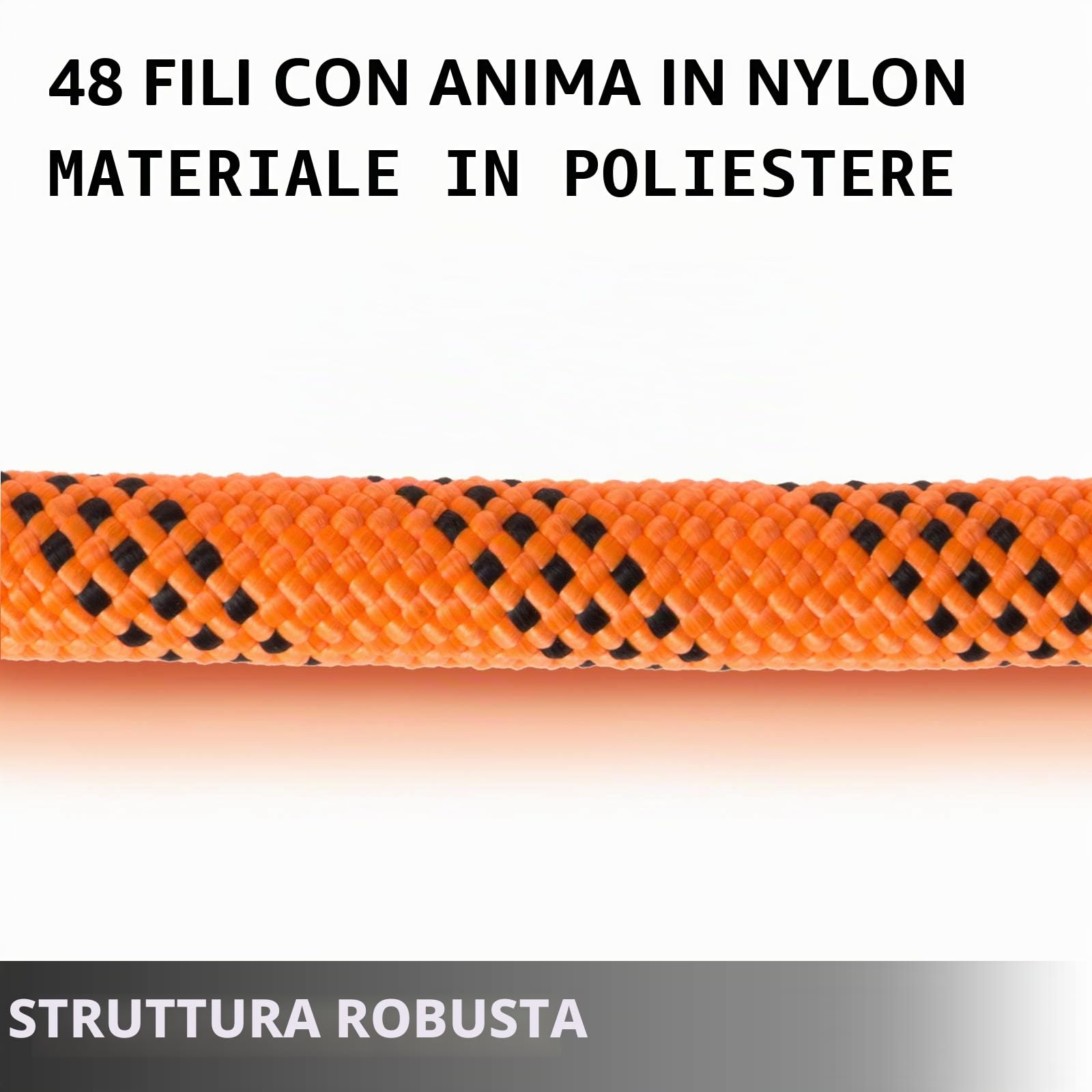 VEVOR Corda in poliestere a doppia treccia da 14 mm 61 m di corda in nylon, corda in nylon ad alta resistenza per potatori, giardinieri, marinai e attività quotidiane