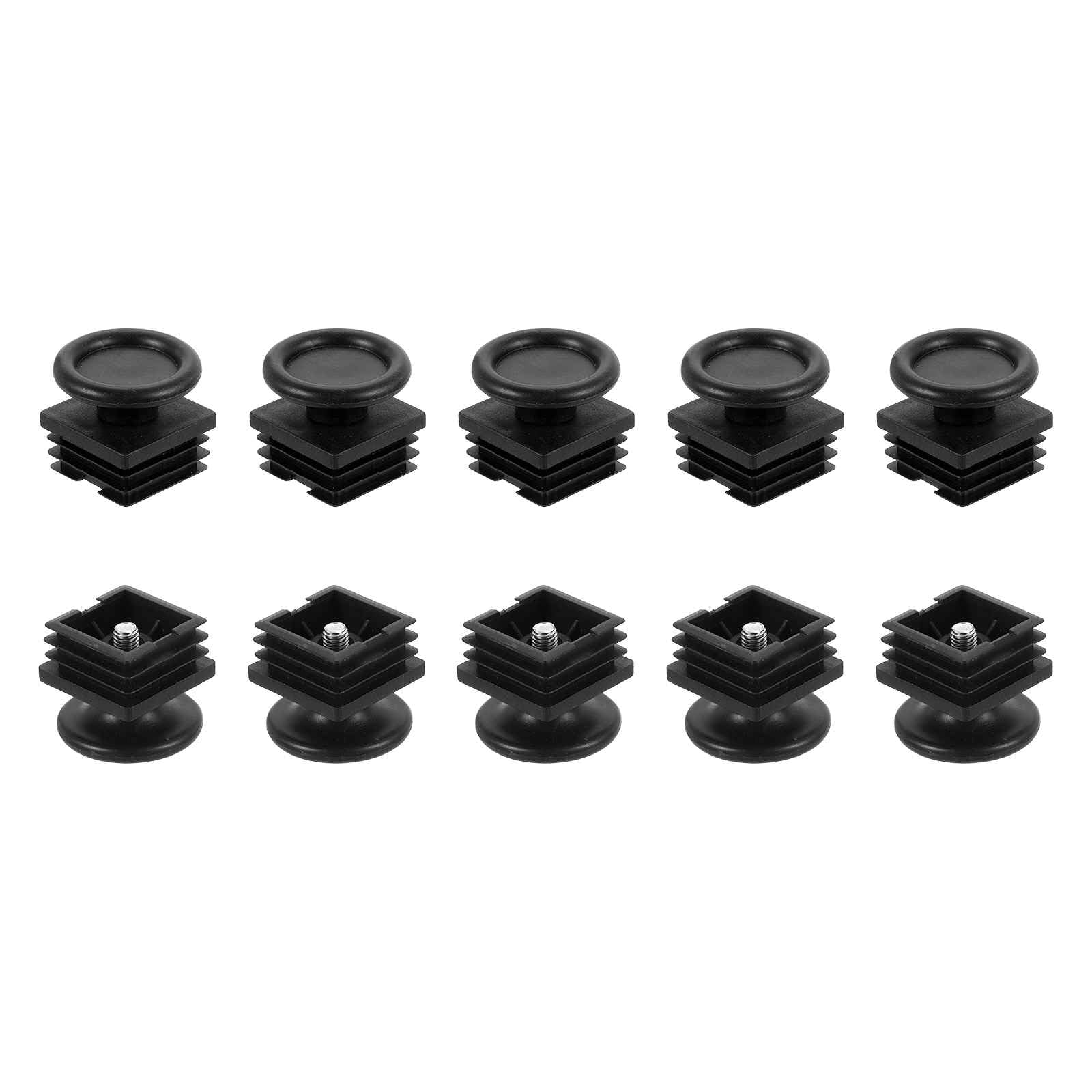 DTGN 38x38mm(LxW) Adjustable Leveling Feet - 10Set - Good for Furniture - Square Insert Kit Furniture Glides - Black