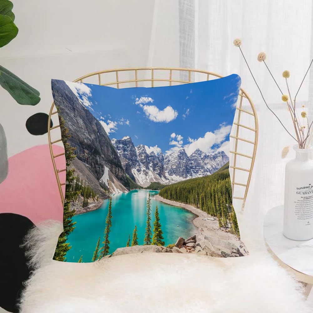 Hyosxw Moraine Lake In Banff National Park Alberta - A7 Cushion Cover,Throw Pillow Case Home Decorative For Living Room Bedroom Sofa Chair 18X18 Inch,Moraine Lake In Banff National Park Alberta Canada,Pillowcase 45X45cm