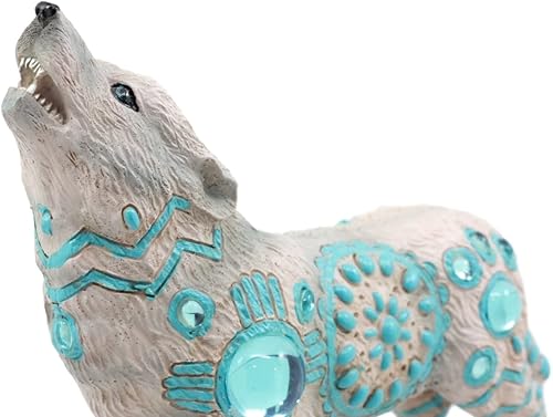 Miniatura 3 de Ebros Gift Colección de figuras espirituales de tótem de lobo aullador nativo tribal 6.25 pulgadas de largo (cielo turquesa indio)