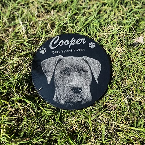 Image of ADFSTONE 12 inch Round Shaped Pet Memorial Stones Personalized Dog Remembrance Gifts, Customized Cat Picture Grieving Plaque, DIY Gravestone, Custom Sympathy Photo Gift, Animal Grave Markers