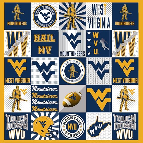 Offical Licensed Minky Fleece West Virginia University T-Shirt Panel-West Virginia Mountaineers Minky Panel 60" x 60"