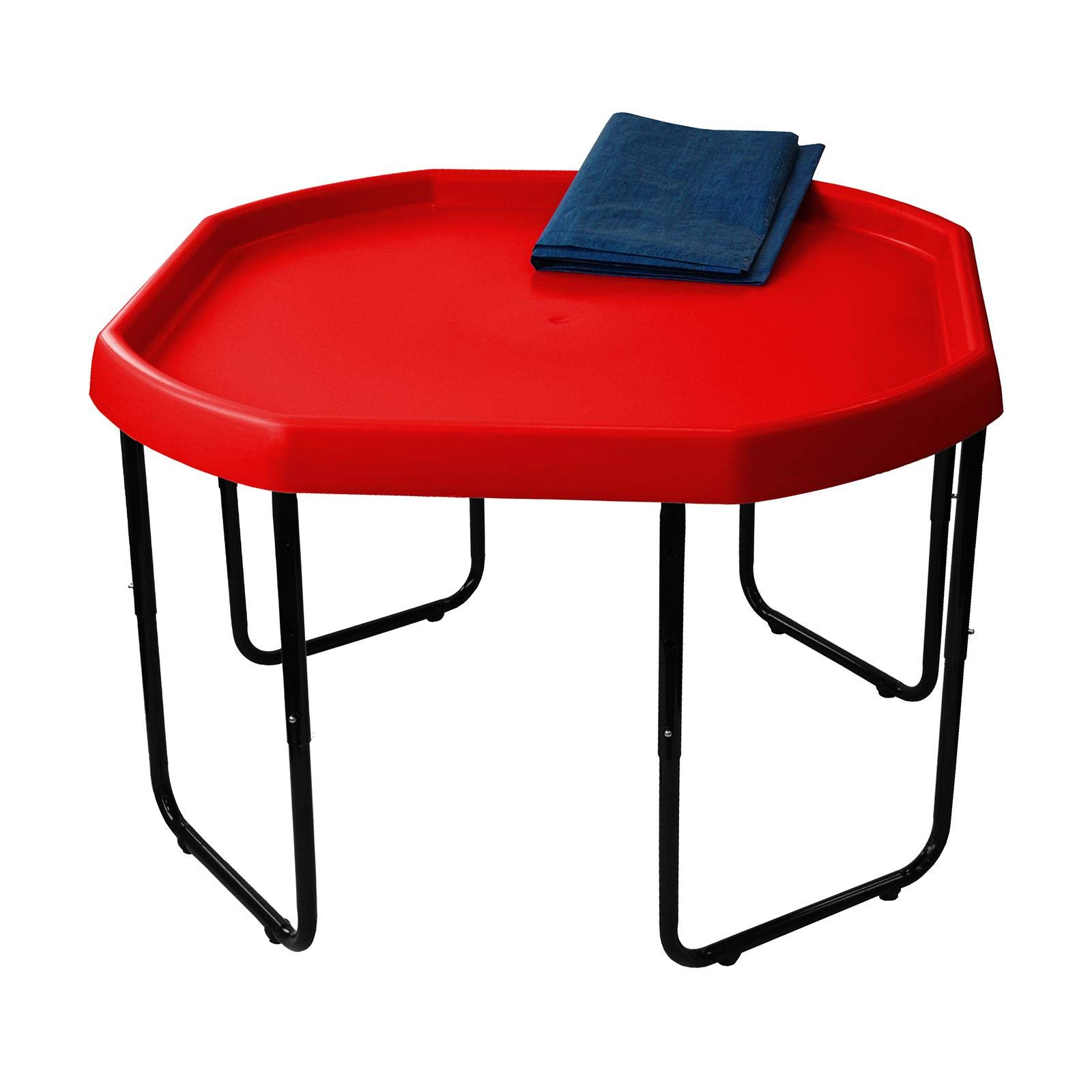 Children's Large Plastic Sand & Water Mixing Play Tray - RED - 100cm x 100cm with 3 Tier Height Adjustable Stand and Protective Cover Sheet.