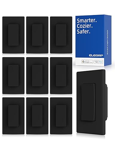 ELEGRP Interruptor de luz inteligente, interruptor de luz Wi-Fi de 2.4 GHz compatible con Alexa y Google Assistant, requiere cable neutro, control
