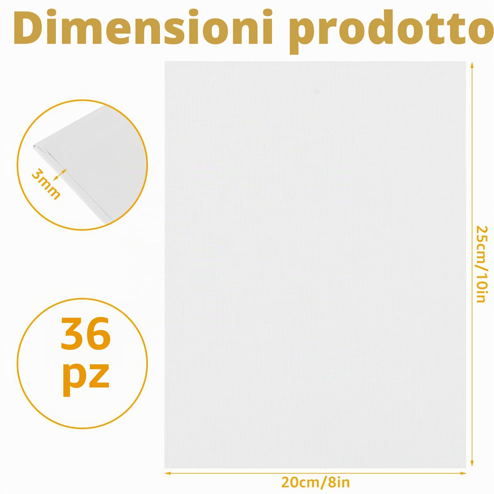 36 tele da dipingere, 20 x 25 cm, set di tele da colorare, cartone da colorare, tele bianche su telaio, telaio piccolo per olio, acrilico, acquerello, pittura ad olio