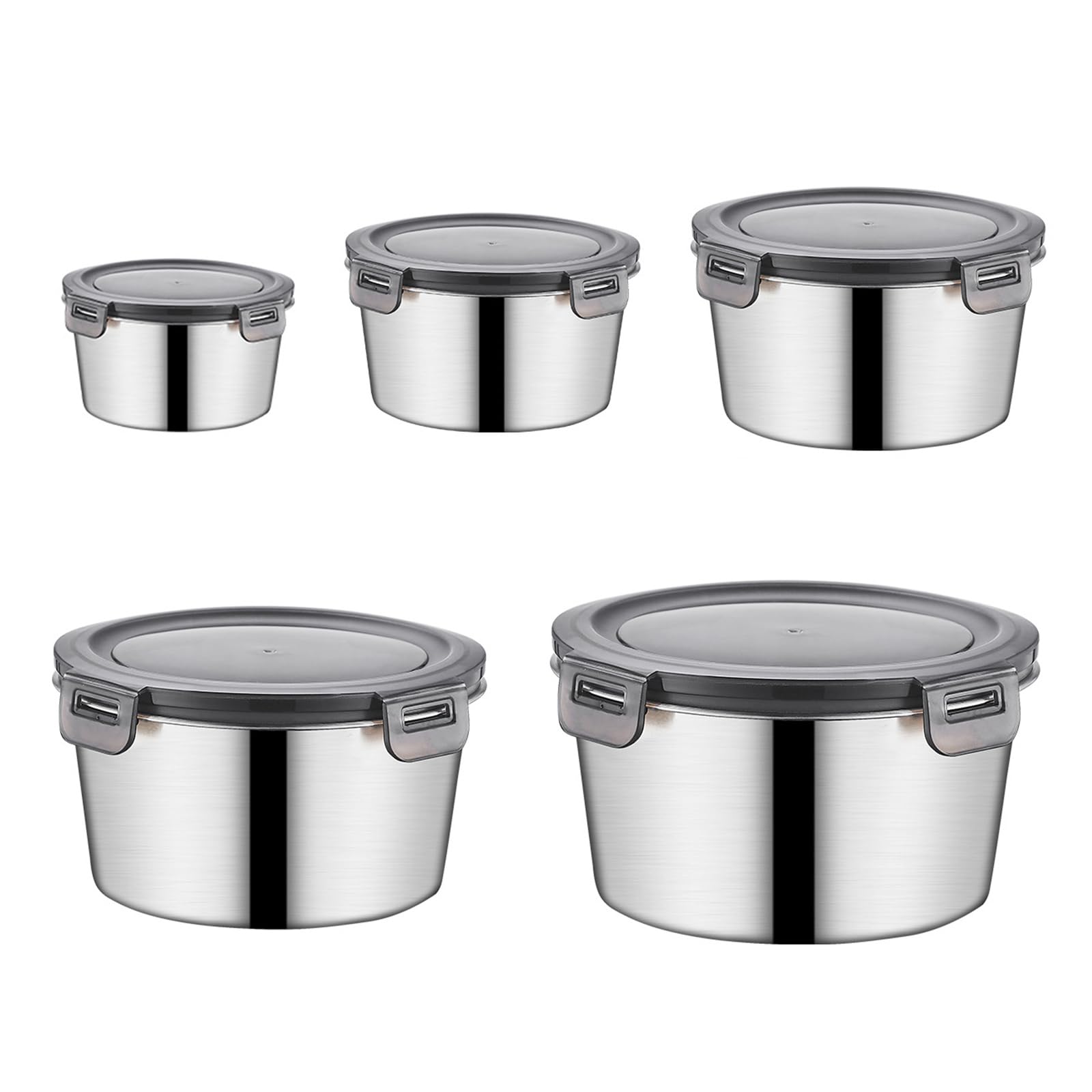 Woedpez 5pcs Stainless Steel Lunch Box with Leak Proof Lid Food Storage Container for Lunches Snacks and Leftover Kitchen Bowls Stackable Food Storage Bowls