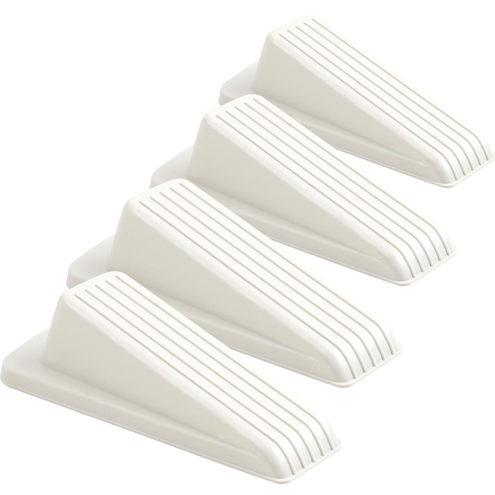4 Pack Door Stoppers for Bottom of Door, White 4.8x2.2x1.3in Door Stops, Rubber Door Stopper Wedge, Sturdy Stackable Door Stops for Floor