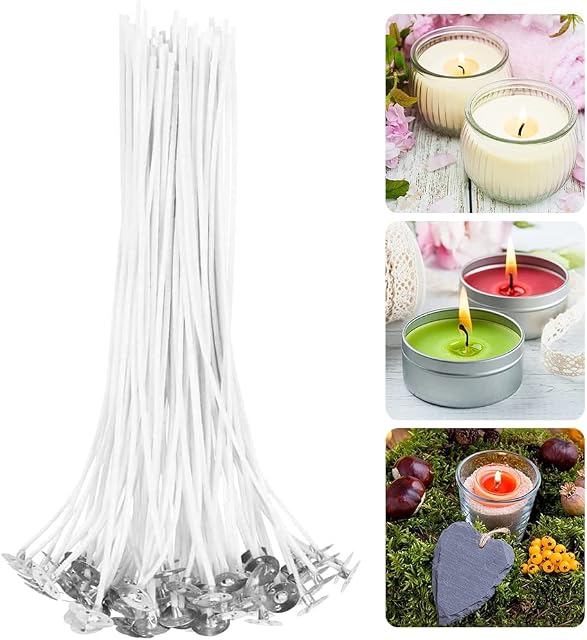 soosable Candle Wicks Pre Waxed Candle Wicks for Candle Making DIY Crafts (20 CM, 100)