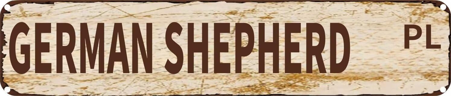 Vintage Tin Sign Retro Metal Wall Decor German Shepherd PL Rustic Aluminum Plaque for Home,Bar,Kitchen,Garage,Man Cave 4x16 Inch