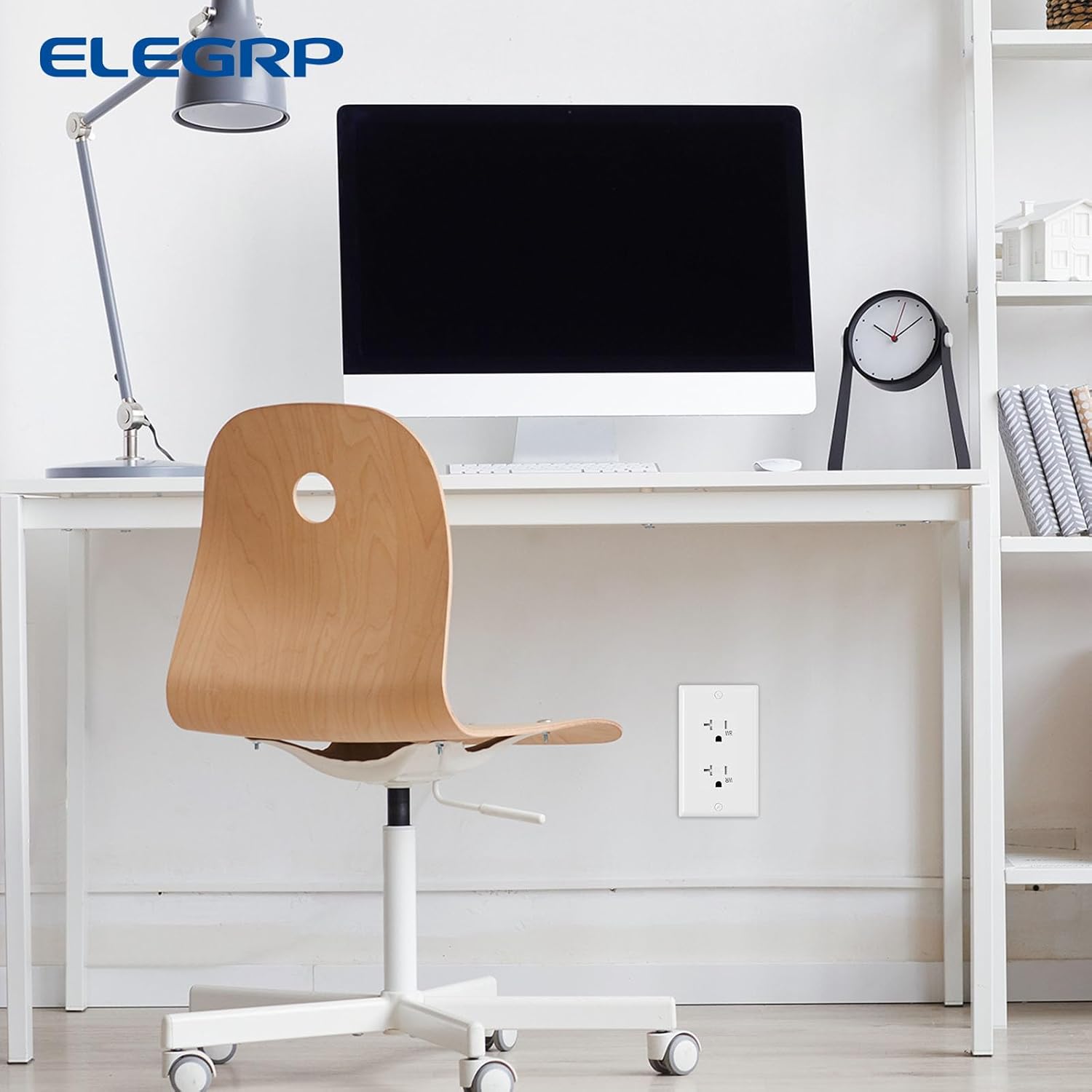 ELEGRP Glossy White Decorator Wall Receptacle Outlets, TR Tamper Resistant & WR Weather Resistant Outlet, 20 Amp Electrical Outlets, Self-grounding, 125V, 2 Pole 3 Wire, 5-20R, UL Listed, 20 Pack