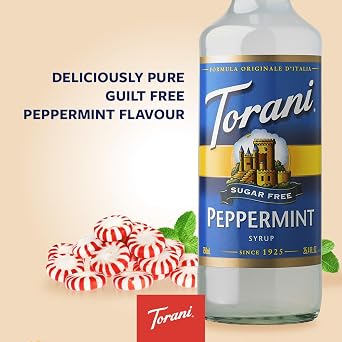 Torani Sugar Free Hot Chocolate Syrup Set (4 x 750ml) – Includes Hazelnut, Vanilla, Peppermint & Caramel – Zero Calorie, Sugar Free Coffee Syrups for Hot Chocolate, Lattes, Iced Coffee & More