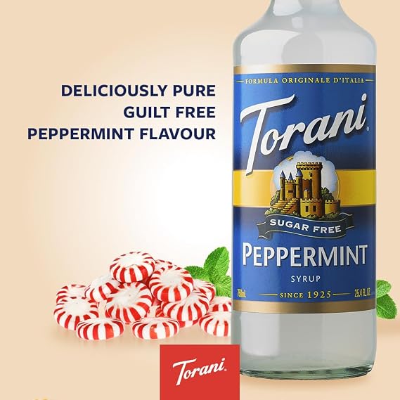 Torani Sugar Free Hot Chocolate Syrup Set (4 x 750ml) – Includes Hazelnut, Vanilla, Peppermint & Caramel – Zero Calorie, Sugar Free Coffee Syrups for Hot Chocolate, Lattes, Iced Coffee & More