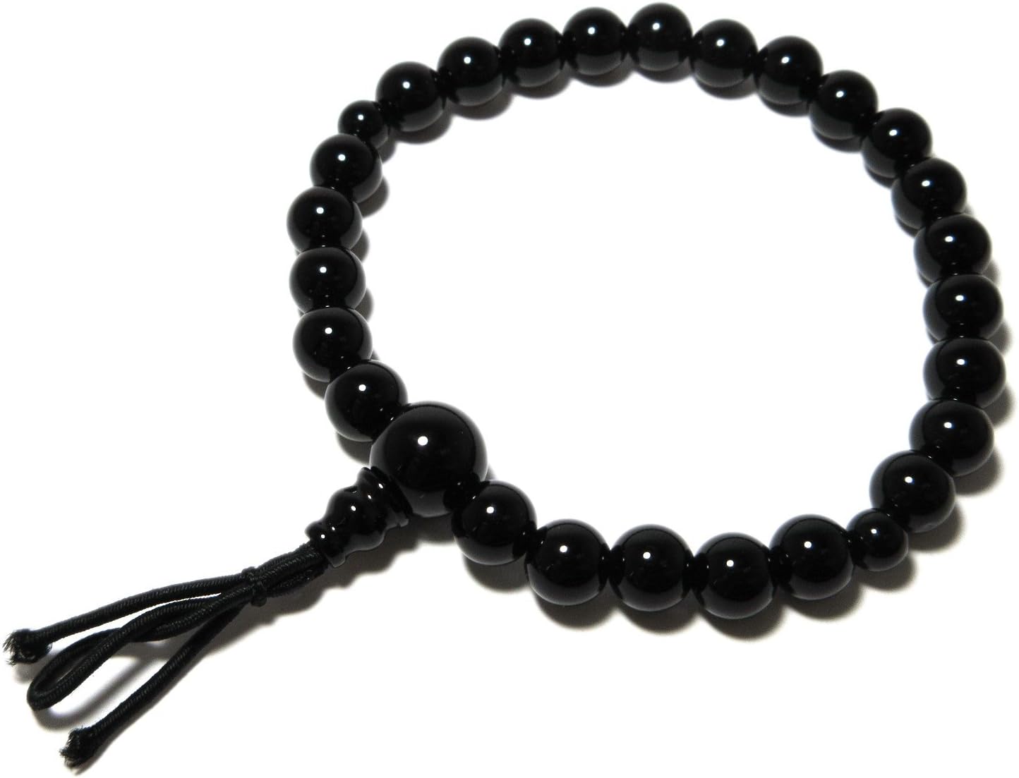 京都あさひ屋 Black Onyx Japanese Juzu Bracelet Rosary Prayer beads Handmade in Kyoto UDA54