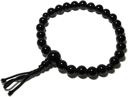 Pulsera de Juzu japonés de ónix negro Rosario Cuentas de oración hechas a mano en Kioto UDA54, Gema, piedra natural