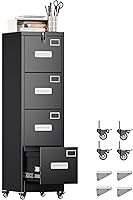 Vista 14 de METAN - Archivador de 2 cajones con cerradura, móvil para debajo del escritorio, archivador para oficina tamaño legal/carta, totalmente ensamblado