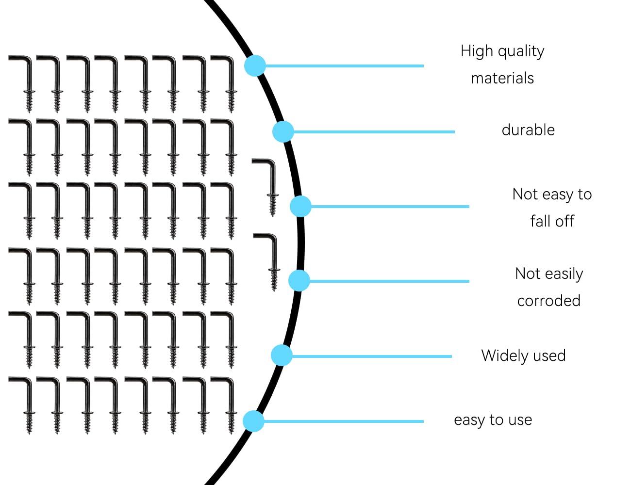 50 Ganci A L In Metallo Per Appendere - Ganci A Vite Angolo Retto Per Pareti, Nero 20x8 Mm