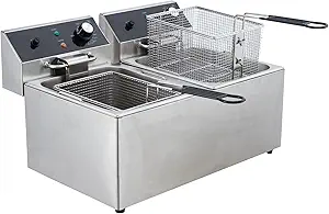 GarveeHome Commercial Deep Fryer - 12L x 2 Dual Tank, 24L /25Qt Capacity, 3600W, 110V, with 2 Frying Baskets, Countertop Deep Fryer with Temperature Control, Perfect for Kitchen & Restaurant