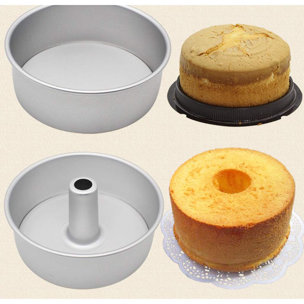 3er Set Angel Food Kuchenform Aluminium Antihaft Rund Chiffon Kuchen Backen - Silber, 8 Zoll