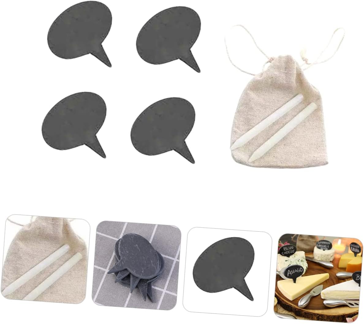 Stone Cheese Markers Set, Black, Decorative, Easy to Write and Install