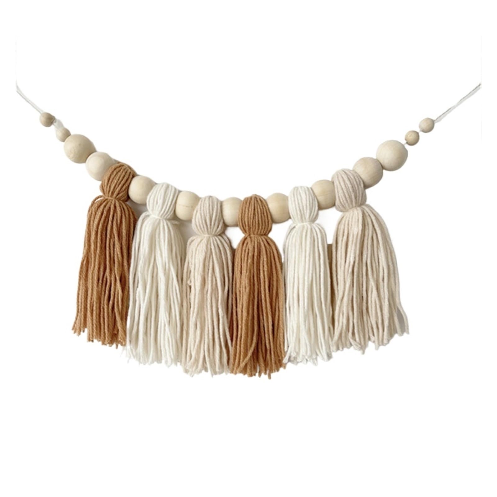 YUPLIODSX Wall Hanging Boho Tassel Garland Wall Decoration With Wooden Beads Nursery Decor For Tent Hanging Pendant Photo Props(Khaki White)