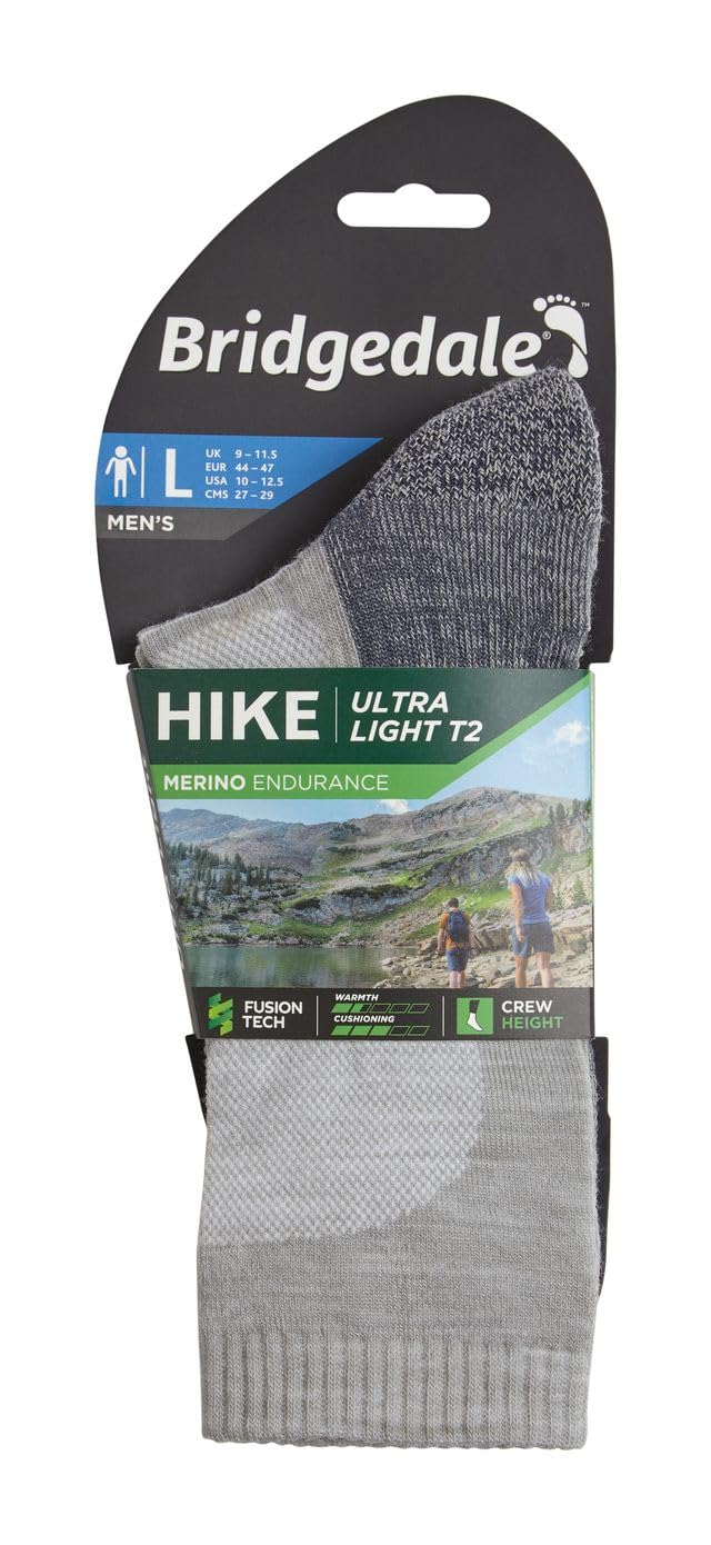 Bridgedale Men's Hike Ultralight T2 Merino Performance Original Crew Socks