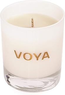 VOYA Coconut & Jasmine Luxury Scented Candle, Natural Candle Wax Blend, 30 Hours Burn Time, 20cl