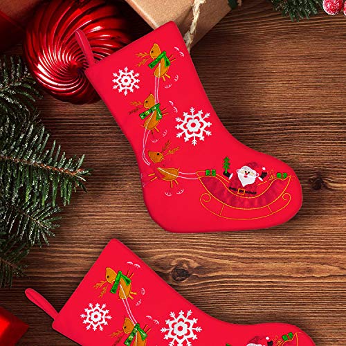 Christmas Stockings, Santa Snowman Reindeer Xmas Stockings Decoration and Party Accessory Lovely Embroidery Pattern for Family Decorations Hanging Ornament for Xmas Holiday Party