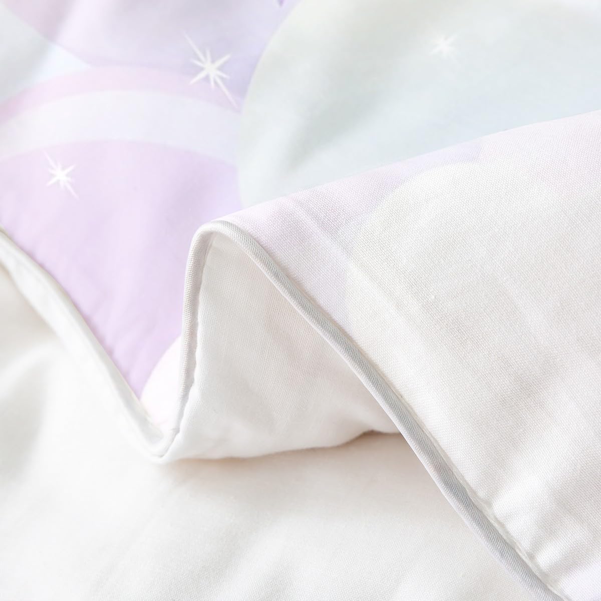 Homemissing Licorne Housse De Couette 140x200cm 100% Coton Kawaii Mignon Rainbow Licorne Housse De Couette Cheval Literie Enfants Galaxie Étoiles Magique Rose Animaux Parure Lit