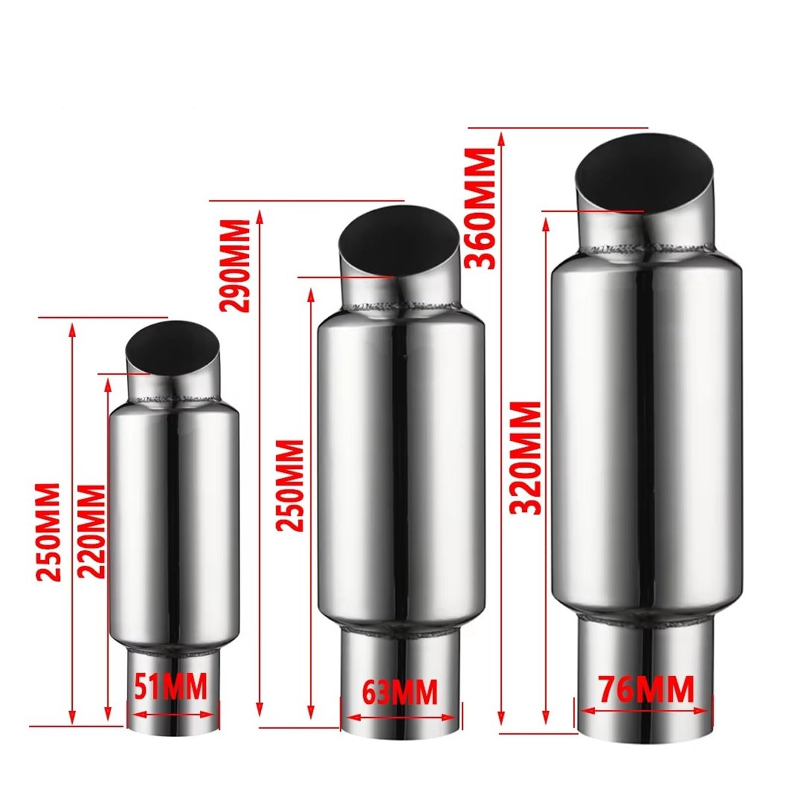 Silenciador Cola Escape Universal Acero Inoxidable Para Coche Y Motocicleta Silenciador Punta Tubo Diámetro Exterior: 51 Mm, 63 76 Car Escape Tubo