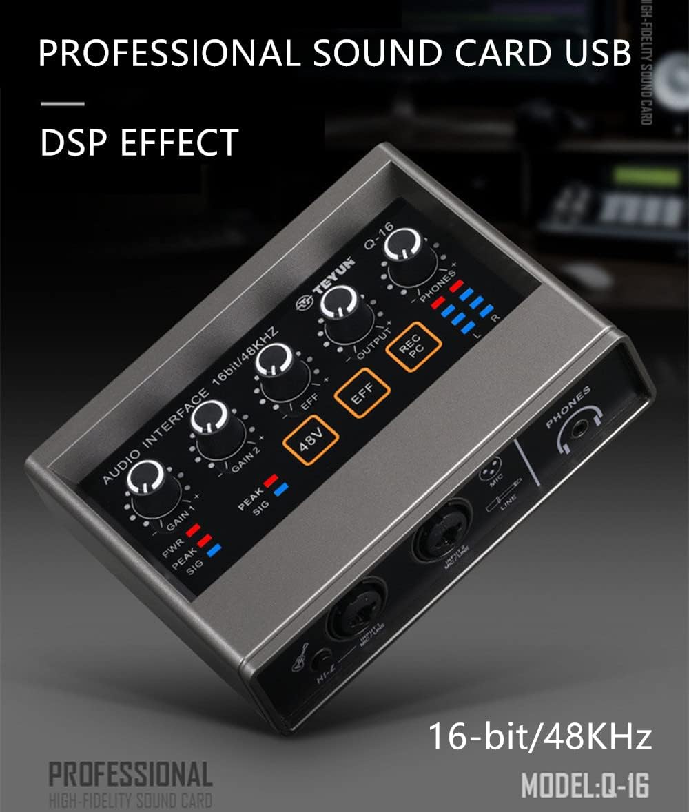 USB Sound Card, Professional Digital Mixing USB Computer External Sound Card External Guitar Mobile Phone Dedicated Live Sound Card,for Laptop Recording Production