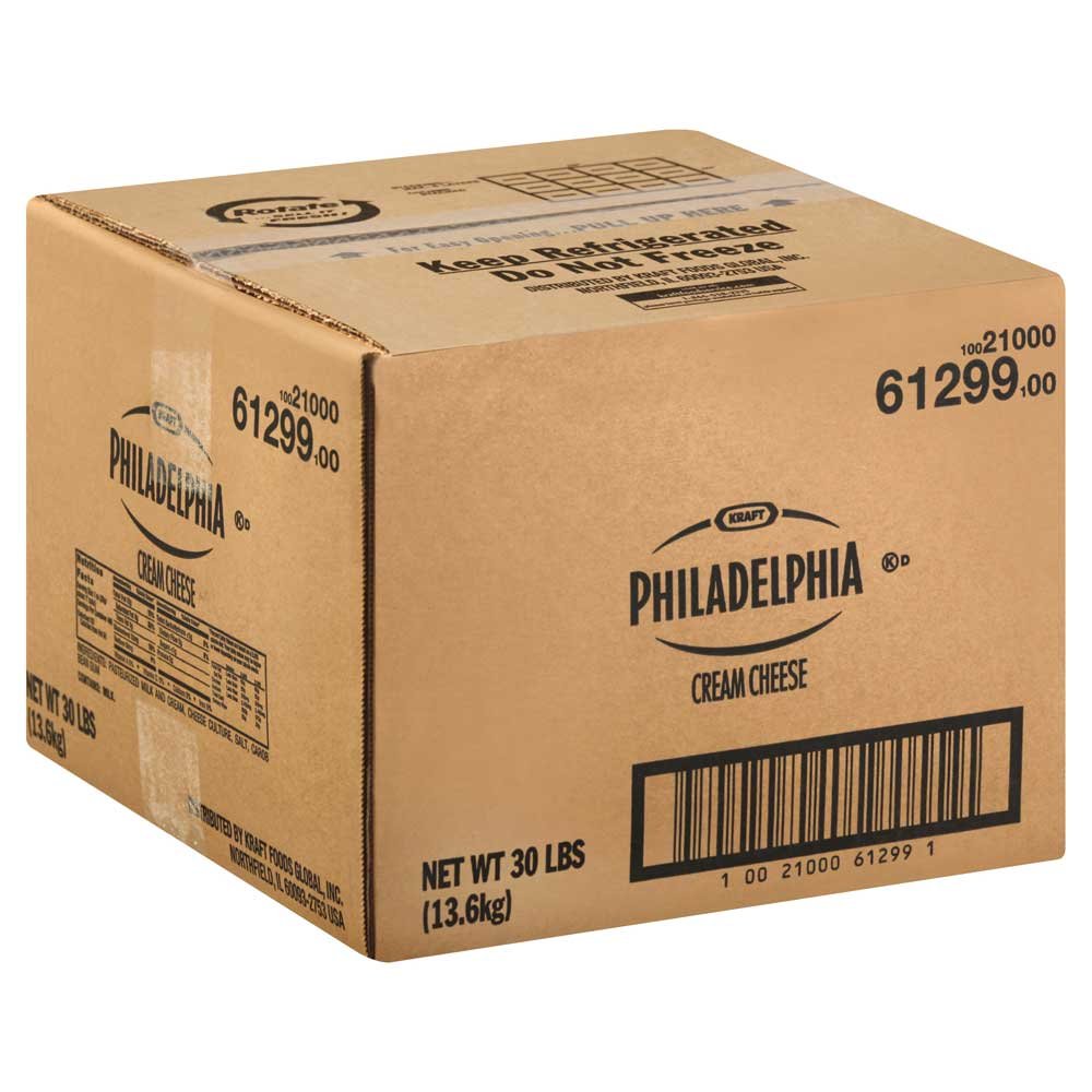Kraft Philadelphia West Coast Original Cream Cheese - Carton, 30 Pound - 1 each.