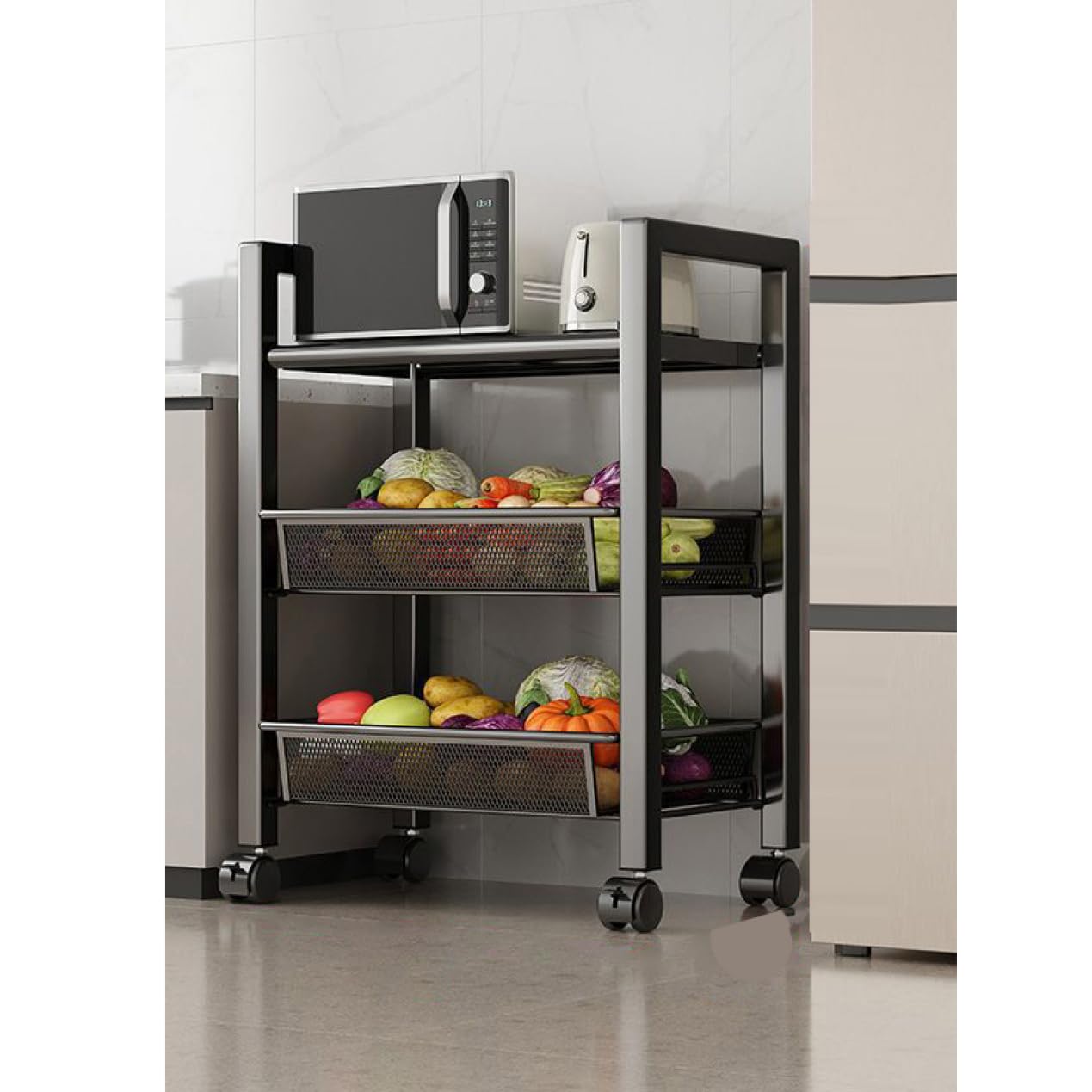 Amazon.co.jp: [SDS] キッチンワゴン キャスター付き B スリム