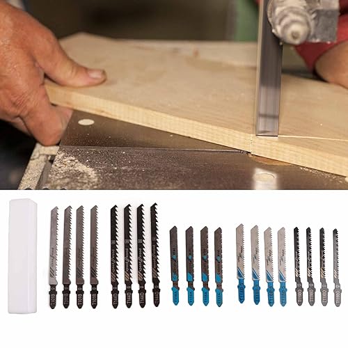 Miniatura 5 de Juego de 20 hojas de sierra de calar T118A T118B T118G T218A T111C T119BO T119B HSS Surtido T Shank Hojas de sierra de corte rápido para madera